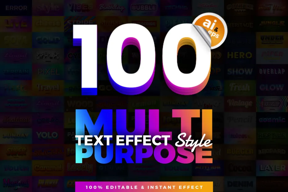 100 in 1 Bundle Multipurpose Text Effect