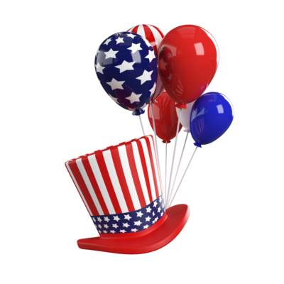 4th Of July Element With Hat And Balloons American Sense Clipart Transparent PNG Hd